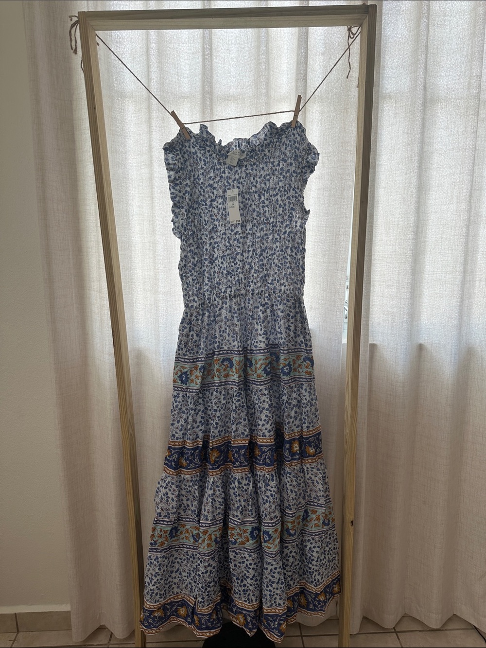 Blue Floral Tiered Maxi Dress - Women's